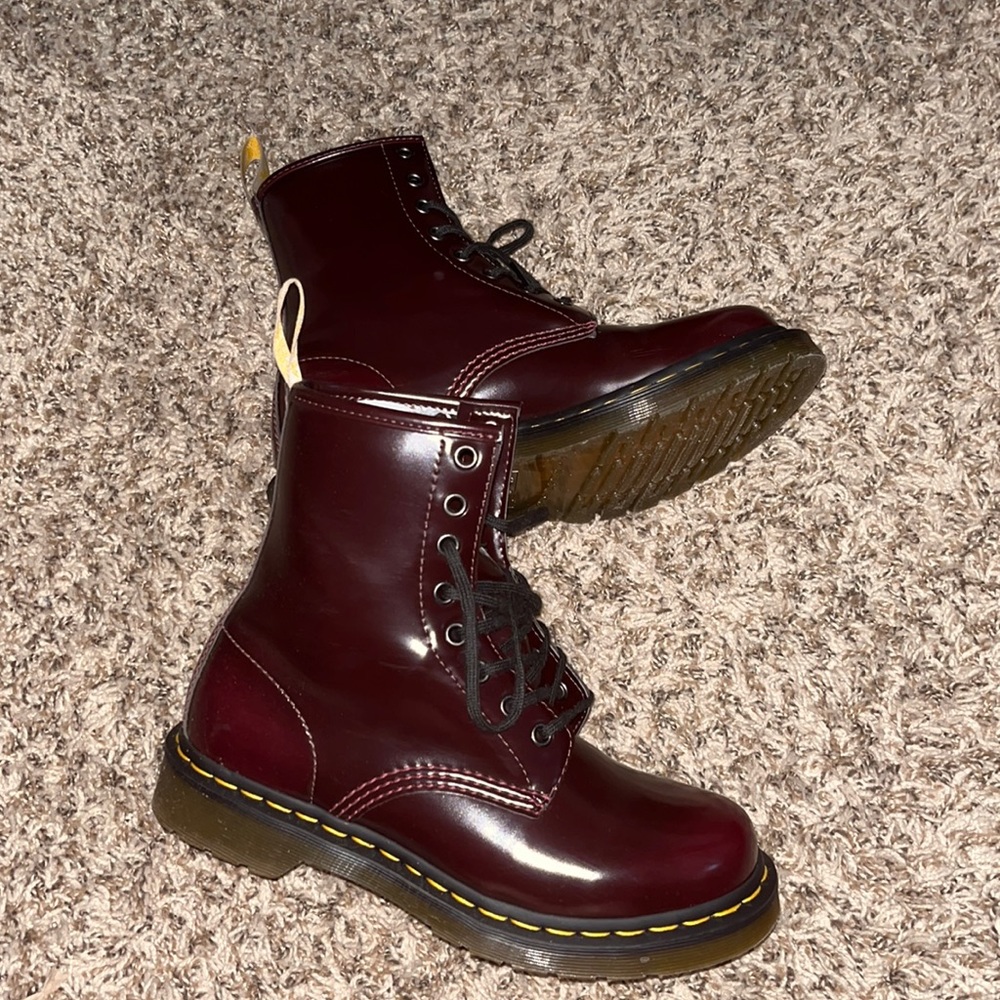 Dr. Martens Vegan 1460 Lace Up Boots in Cherry